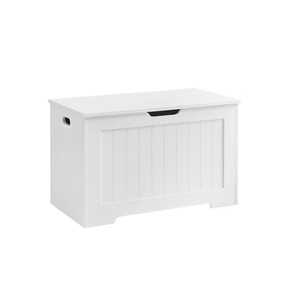 Lift Top Entryway Storage Chest/Bench with 2 Safety Hinge, Wooden Toy Box, White — Cloud White