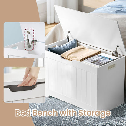 Entryway Storage Cabinet, Shoe Bench for Bedroom, Living Room, 40 x 76 x 48 cm, White - image 7