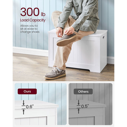 Lift Top Entryway Storage Chest/Bench with 2 Safety Hinge, Wooden Toy Box, White