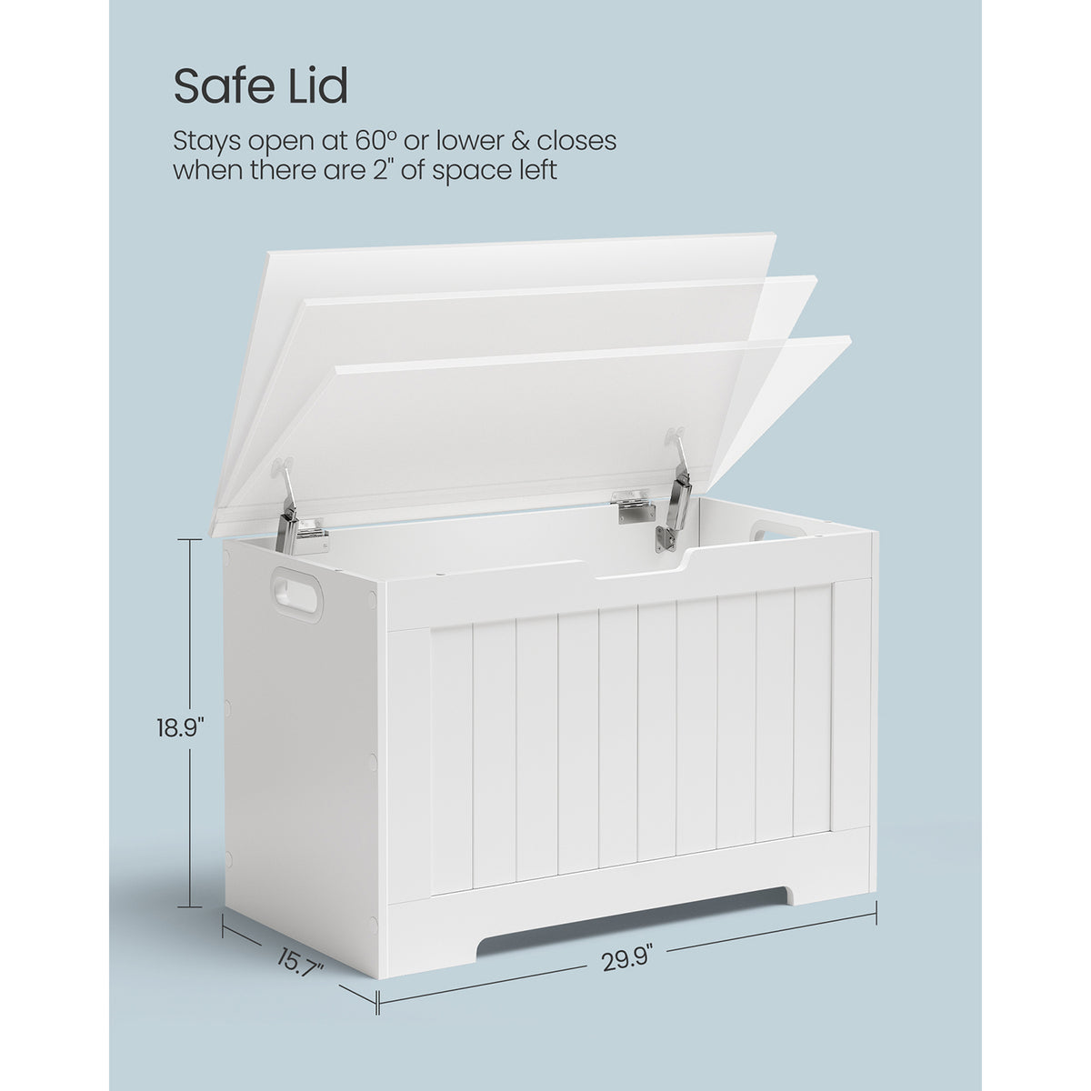 Lift Top Entryway Storage Chest/Bench with 2 Safety Hinge, Wooden Toy Box, White