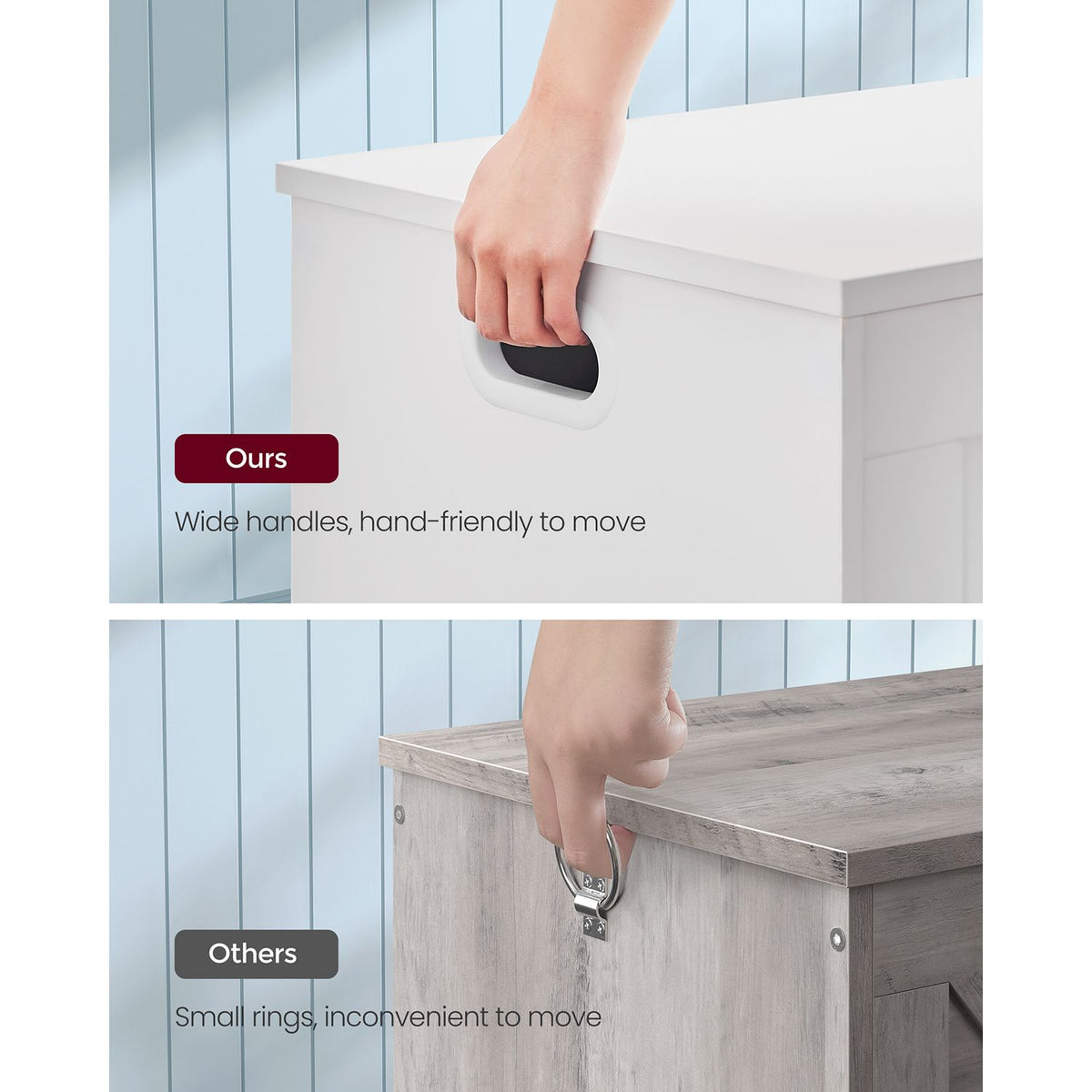 Lift Top Entryway Storage Chest/Bench with 2 Safety Hinge, Wooden Toy Box, White