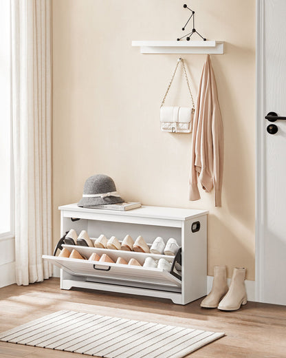 Shoe Bench with Folding Door and Handles Cloud White - image 2