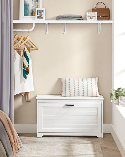 Shoe Bench with Folding Door and Handles Cloud White - image 3