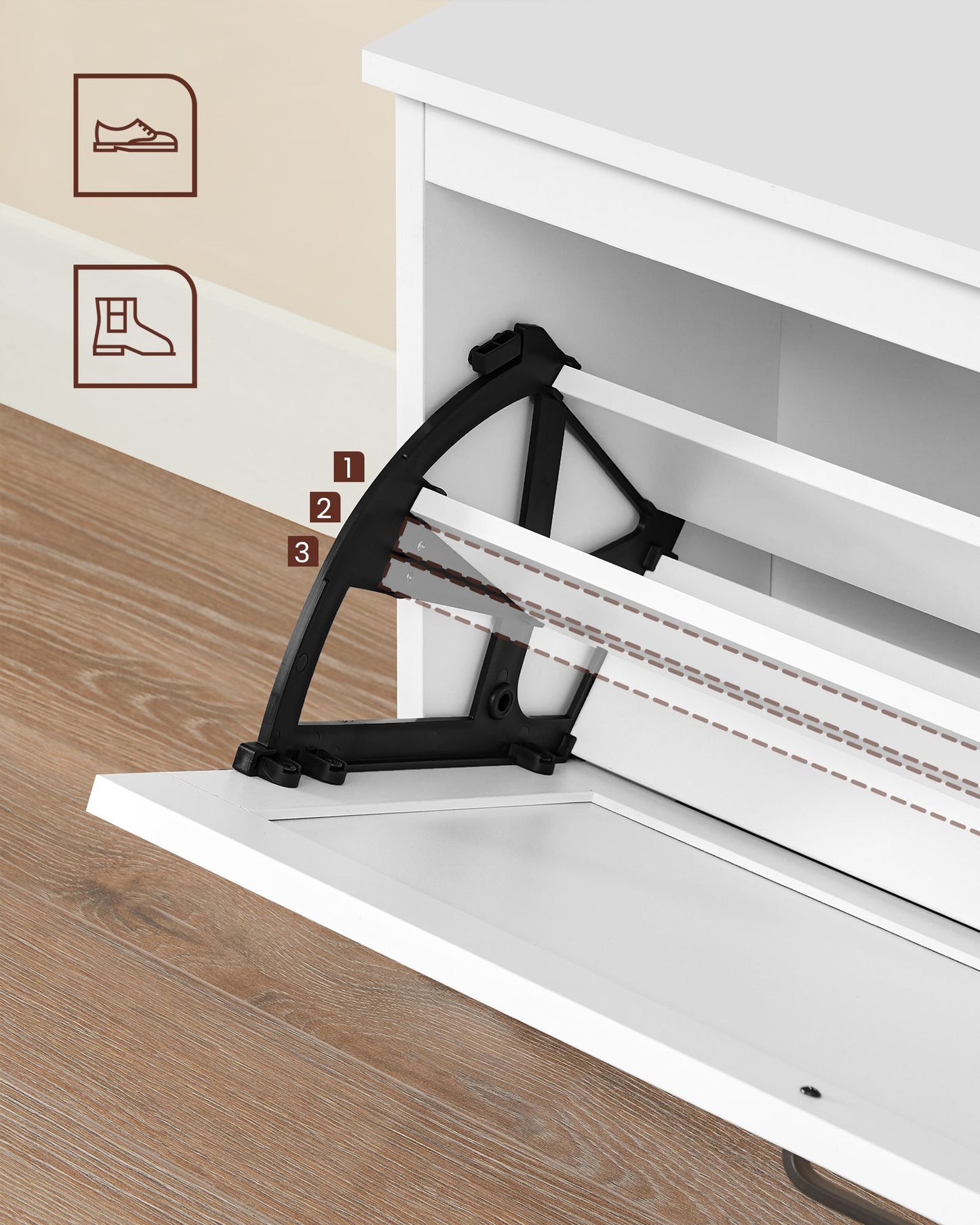 Shoe Bench with Folding Door and Handles Cloud White - image 5