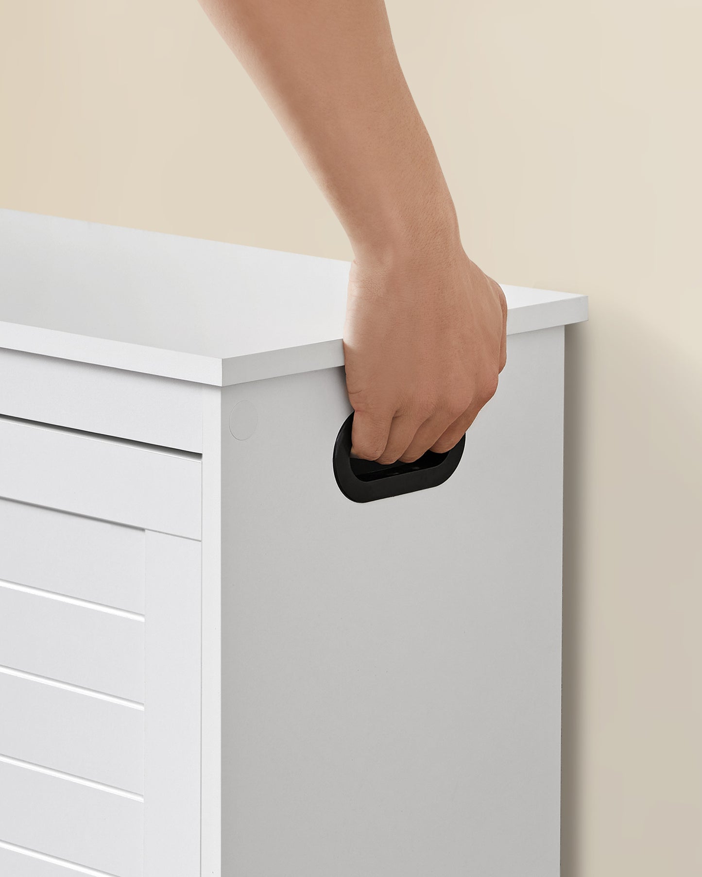Shoe Bench with Folding Door and Handles Cloud White - image 6