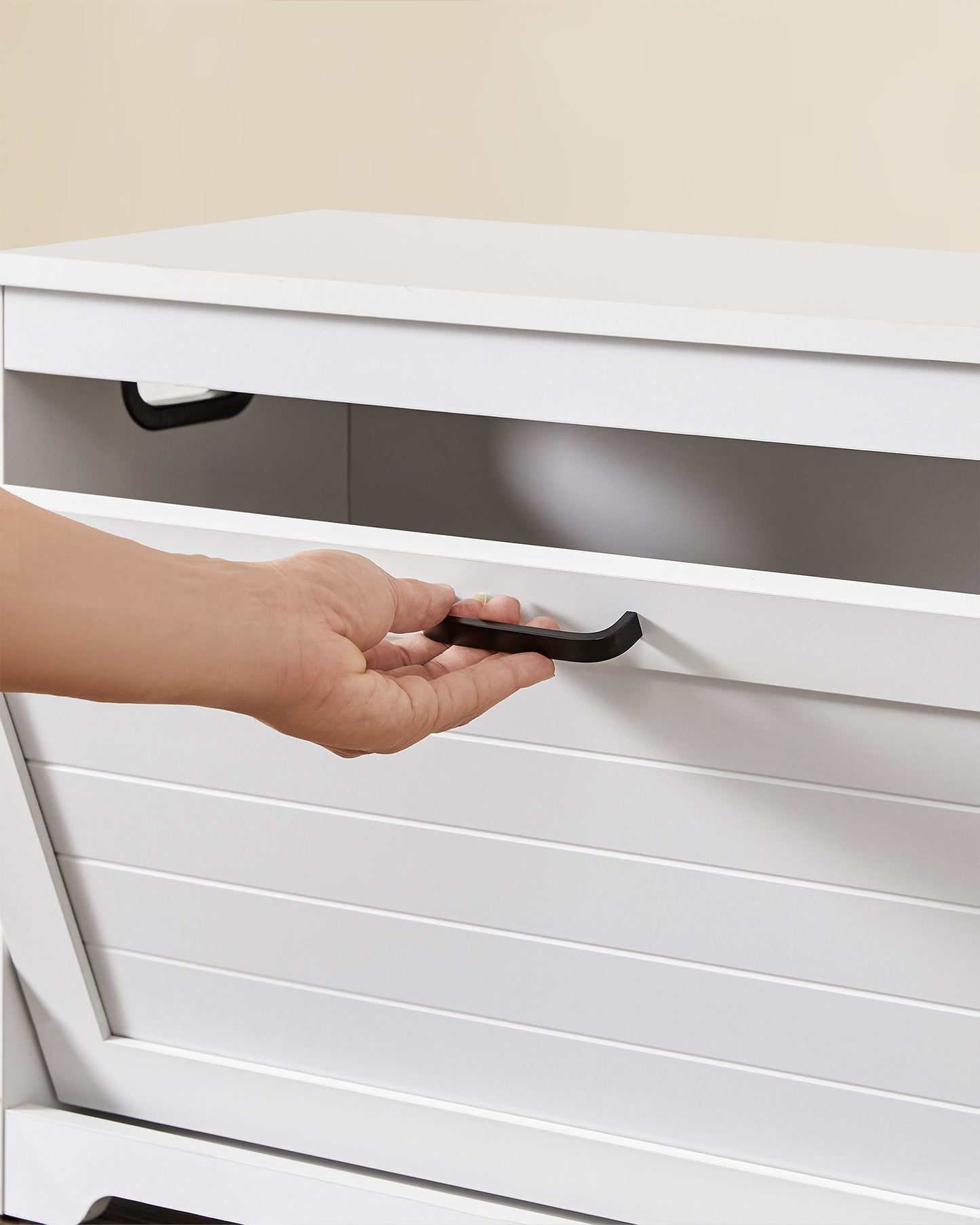 Shoe Bench with Folding Door and Handles Cloud White - image 8