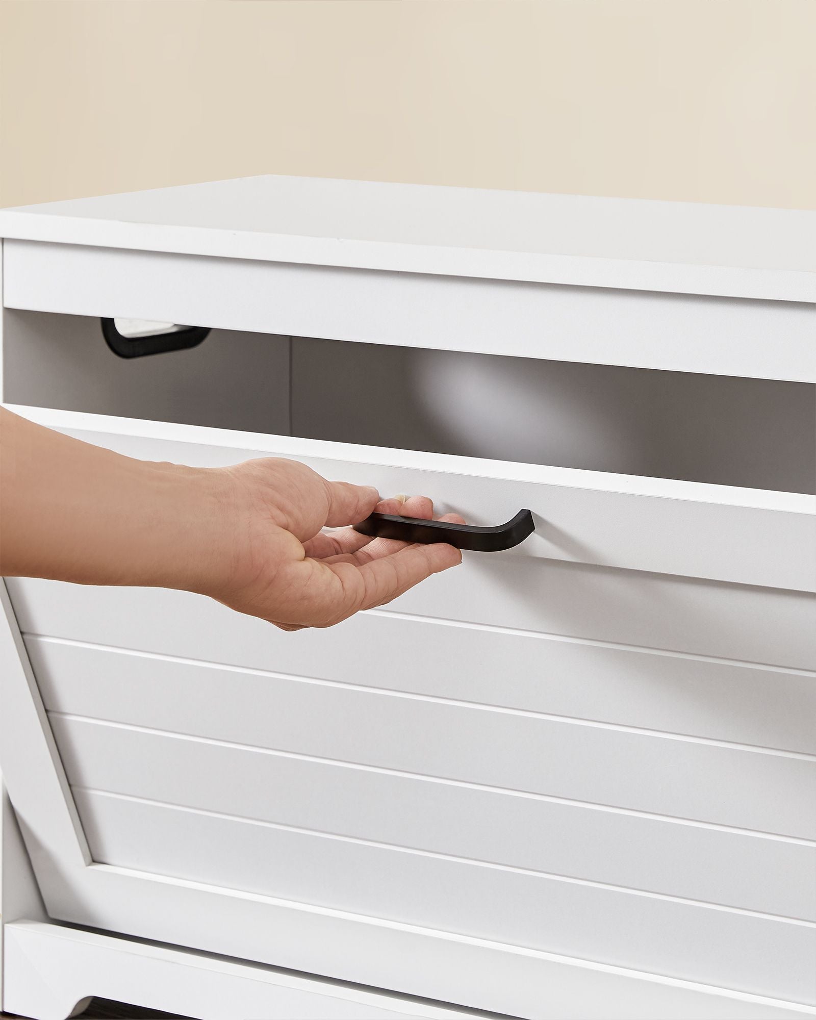 Shoe Bench with Folding Door and Handles Cloud White - image 8