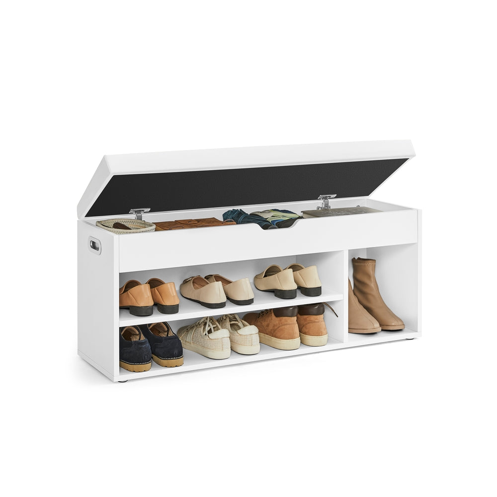 Shoe Bench with Cushion 3 Compartments White - image 24