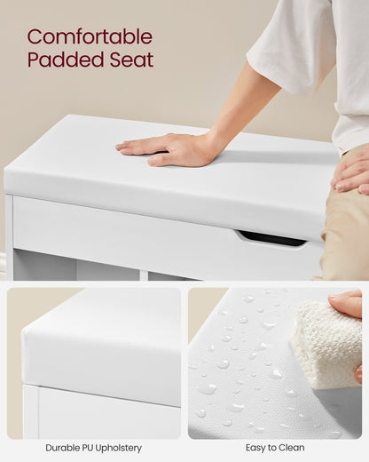 Shoe Bench with Cushion 3 Compartments White - image 29