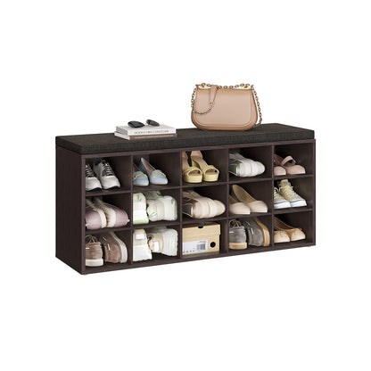 Shoe Bench with Cushion | 15-Cube Storage Bench