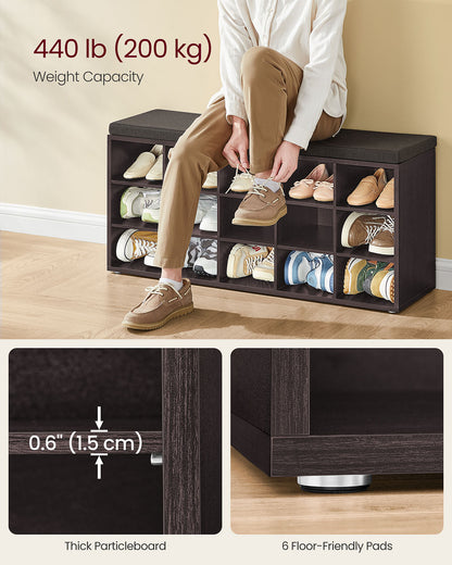 Shoe Bench with Cushion | 15-Cube Storage Bench