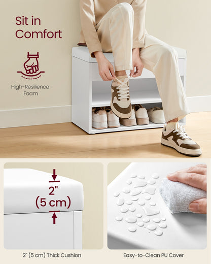Shoes Storage Bench 60 x 30 x 44 cm White - image 5