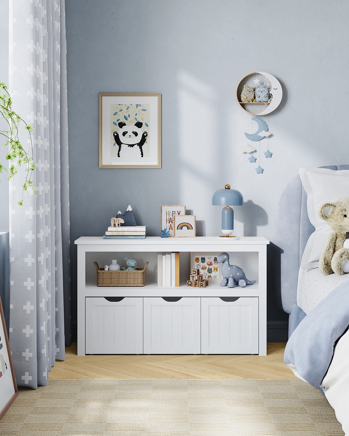 Toy Storage for Kids with Wheels 30 x 102 x 60 cm White - image 2