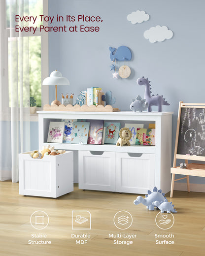 Toy Storage for Kids with Wheels 30 x 102 x 60 cm White - image 3