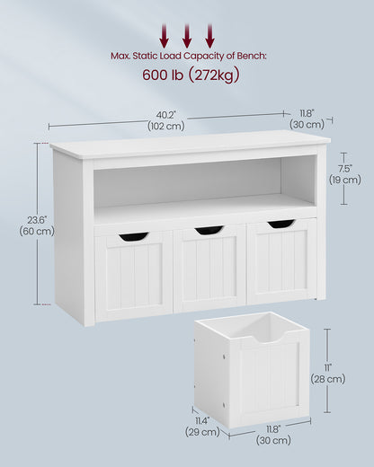 Toy Storage for Kids with Wheels 30 x 102 x 60 cm White - image 5