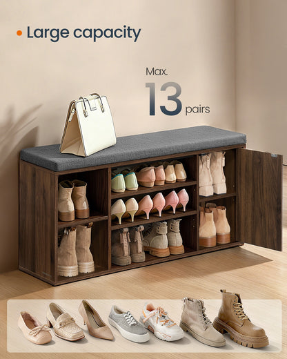Storage Bench, Superfast Toolless Assembly, 41" Wide Entryway Shoe Bench with Cushion & Adjustable Shelves, Shoe Rack Cabinet, Snow White and Slate Gray
