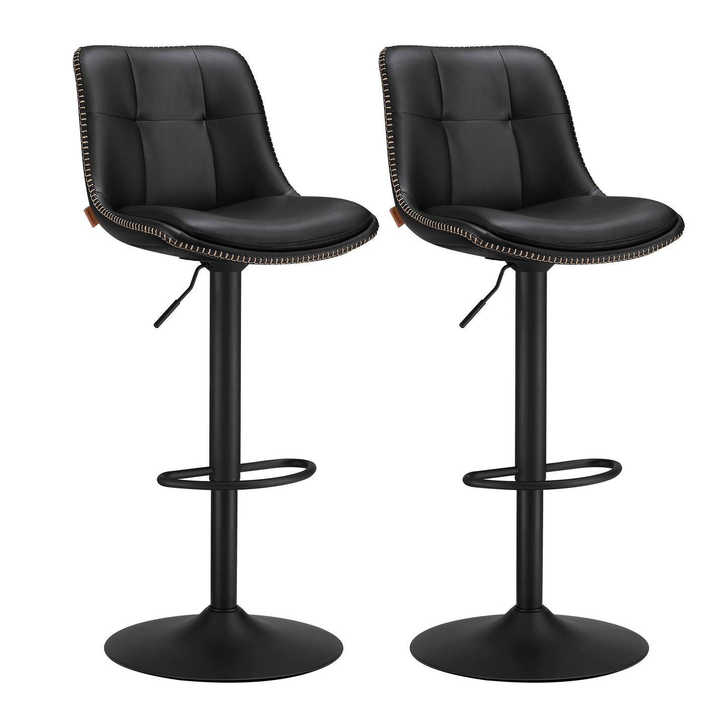Bar Stools, Set of 2 Swivel Bar Chairs, Adjustable Height, Caramel Brown