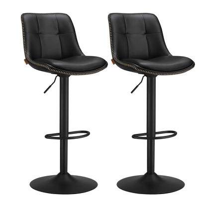 Bar Stools, Set of 2 Swivel Bar Chairs, Adjustable Height, Caramel Brown