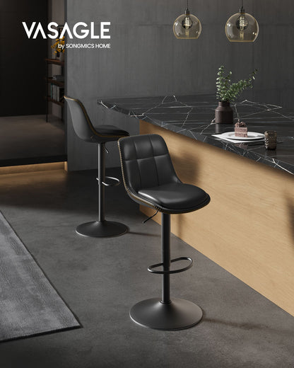 Bar Stools, Set of 2 Swivel Bar Chairs, Adjustable Height, Caramel Brown