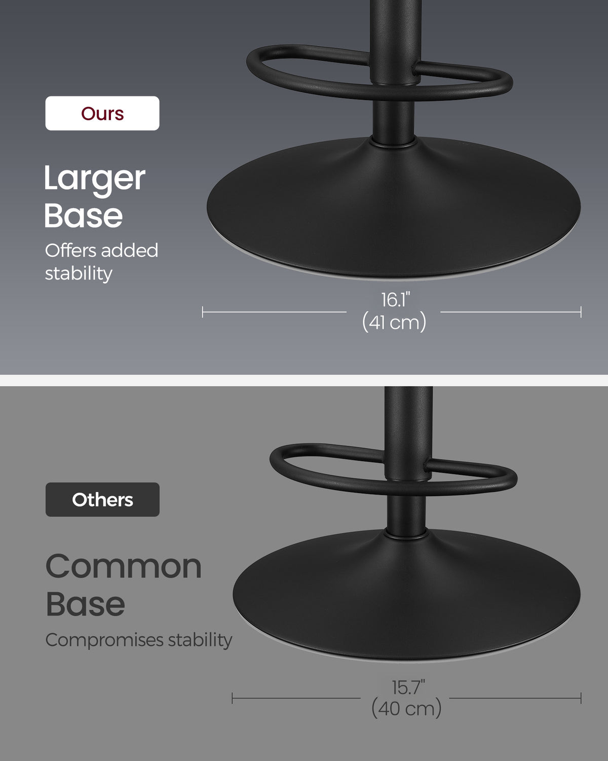Bar Stools, Set of 4 Swivel Bar Chairs, Adjustable Height, Ink Black