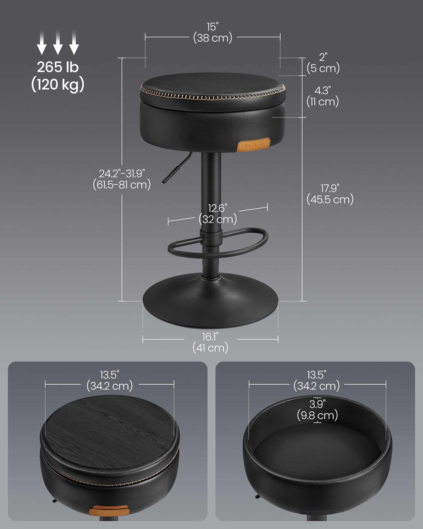 360° Swivel Bar Stools Set of 2 - image 11