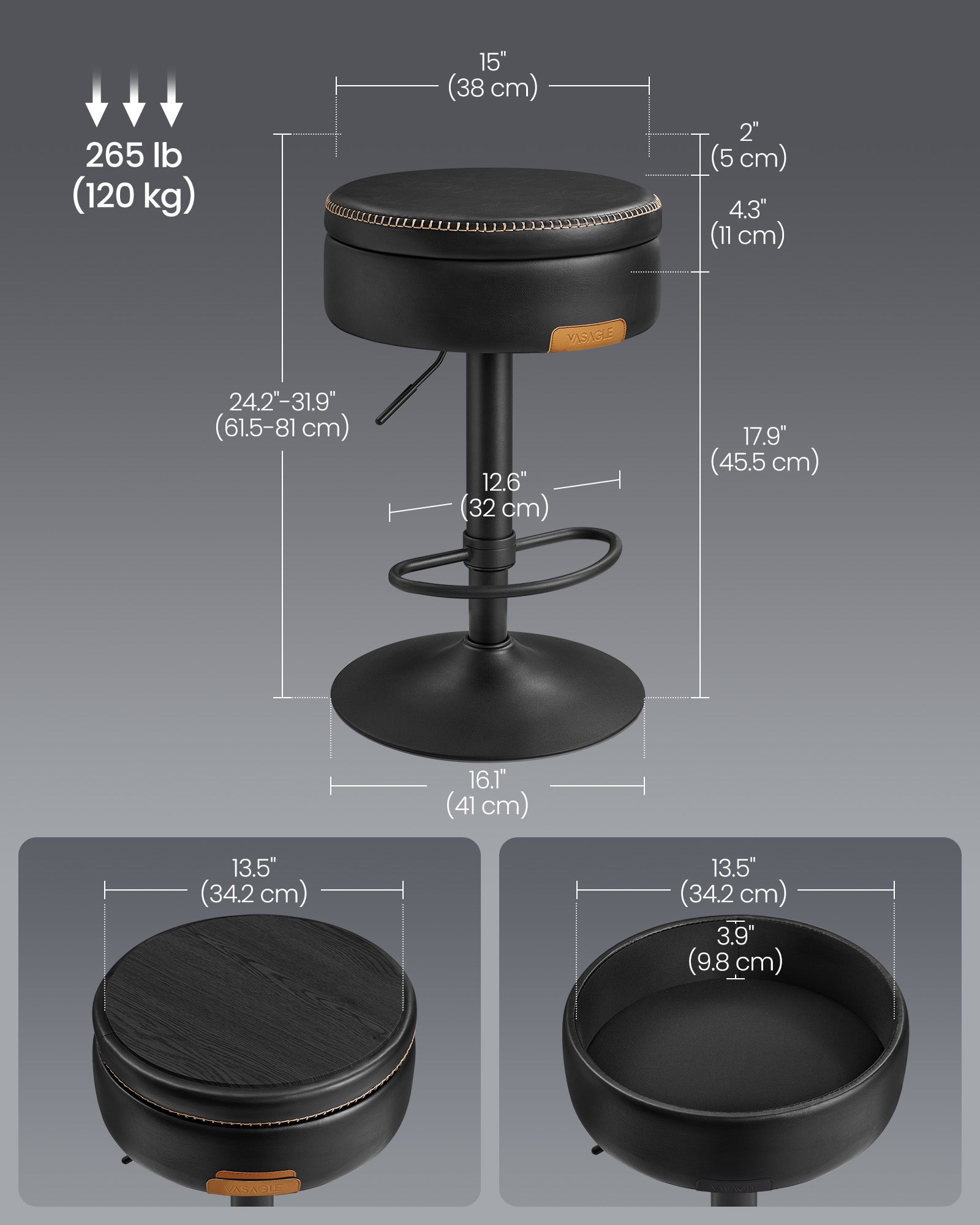 360° Swivel Bar Stools Set of 2 - image 11