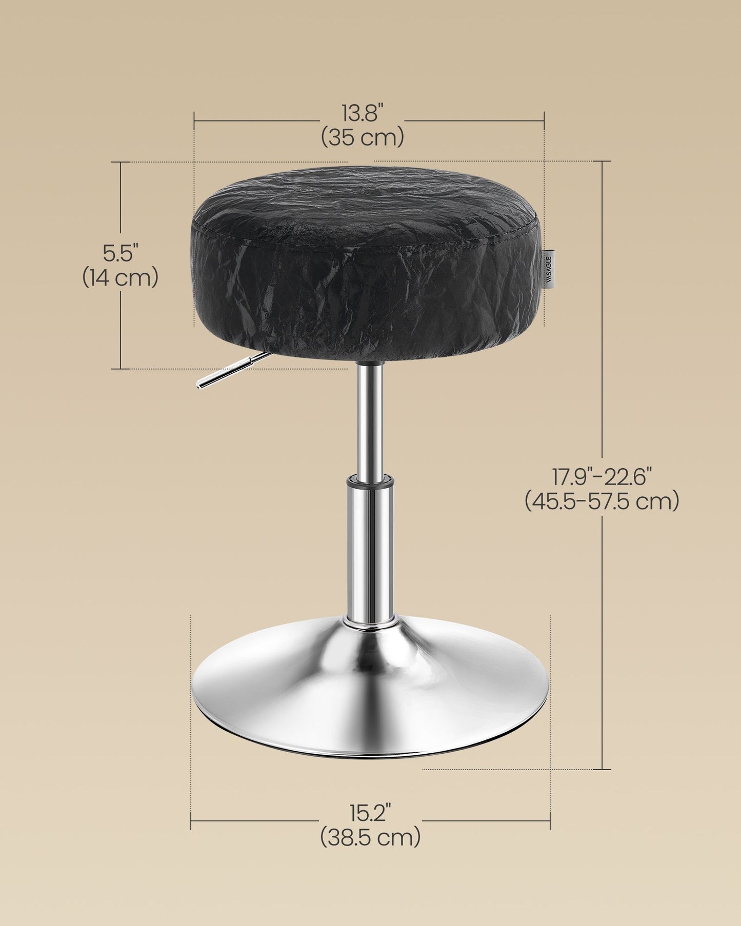 Adjustable Vanity Stool, Makeup Vanity Chair, Cream White