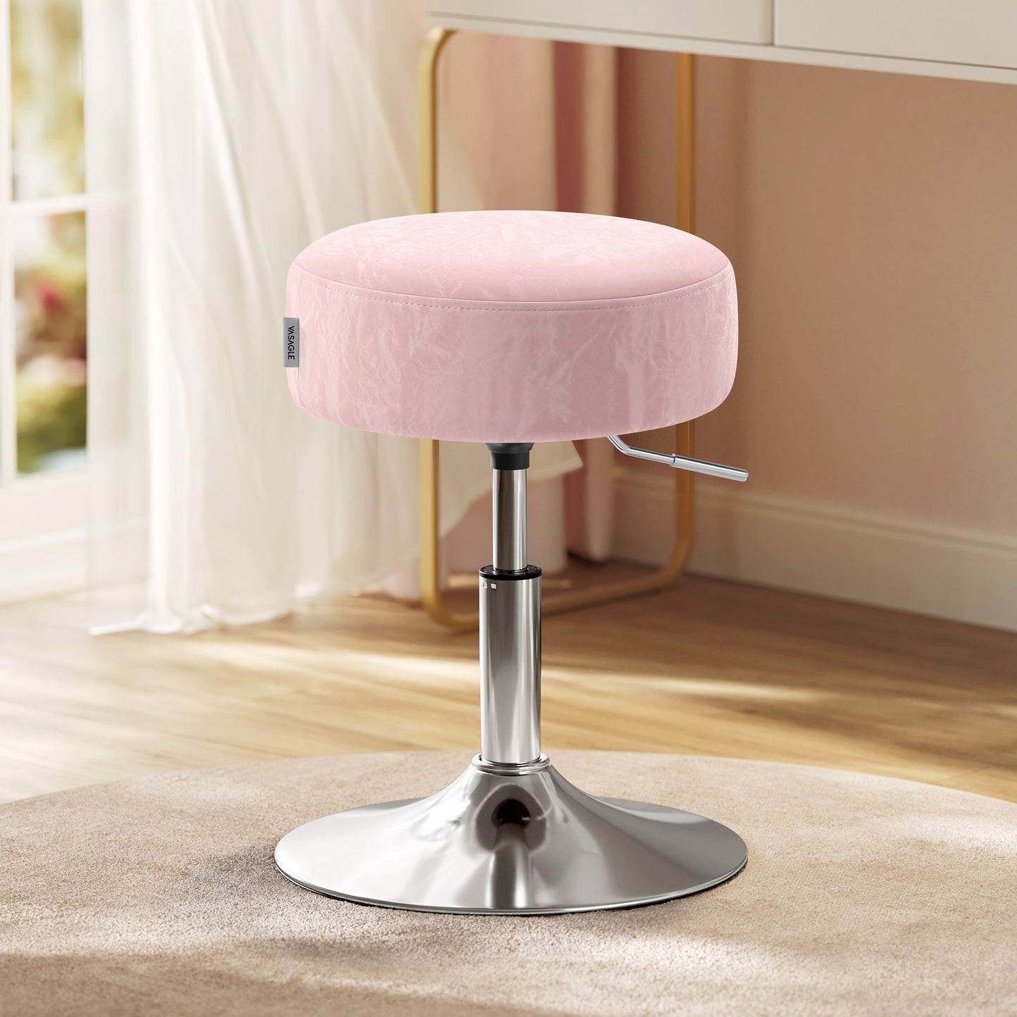 Adjustable Vanity Stool, Makeup Vanity Chair, Cream White