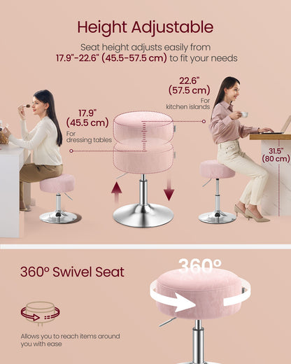 Vanity Stools Set of 2, Makeup Vanity Chairs, Modern, Cream White