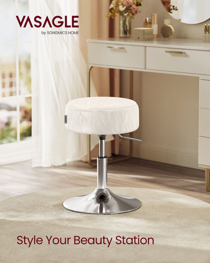 Adjustable Vanity Stool, Makeup Vanity Chair, Cream White