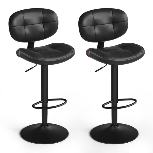 PU leather swivel bar stools with back and footrest - image 1