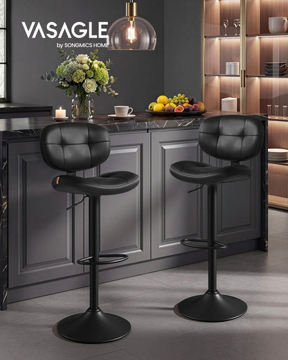 PU leather swivel bar stools with back and footrest - image 2