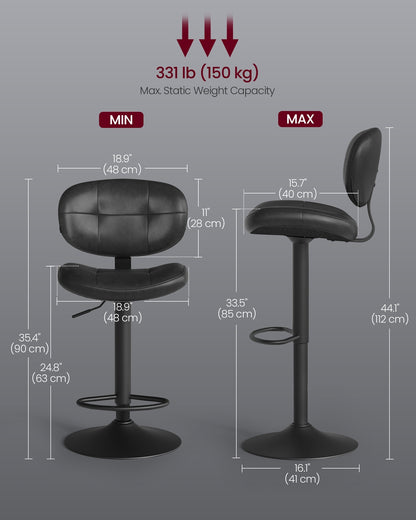 PU leather swivel bar stools with back and footrest - image 7
