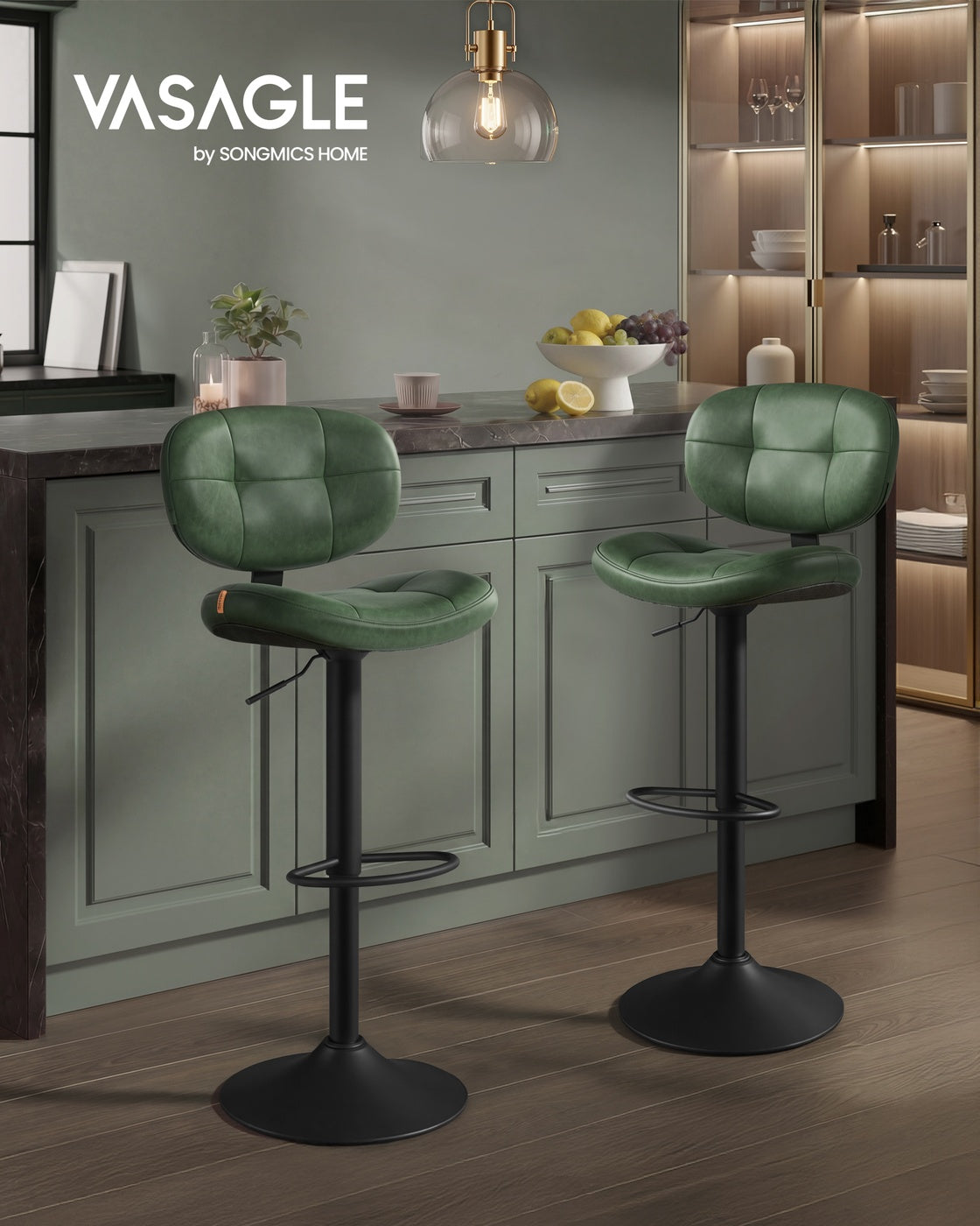 PU leather swivel bar stools with back and footrest - image 23
