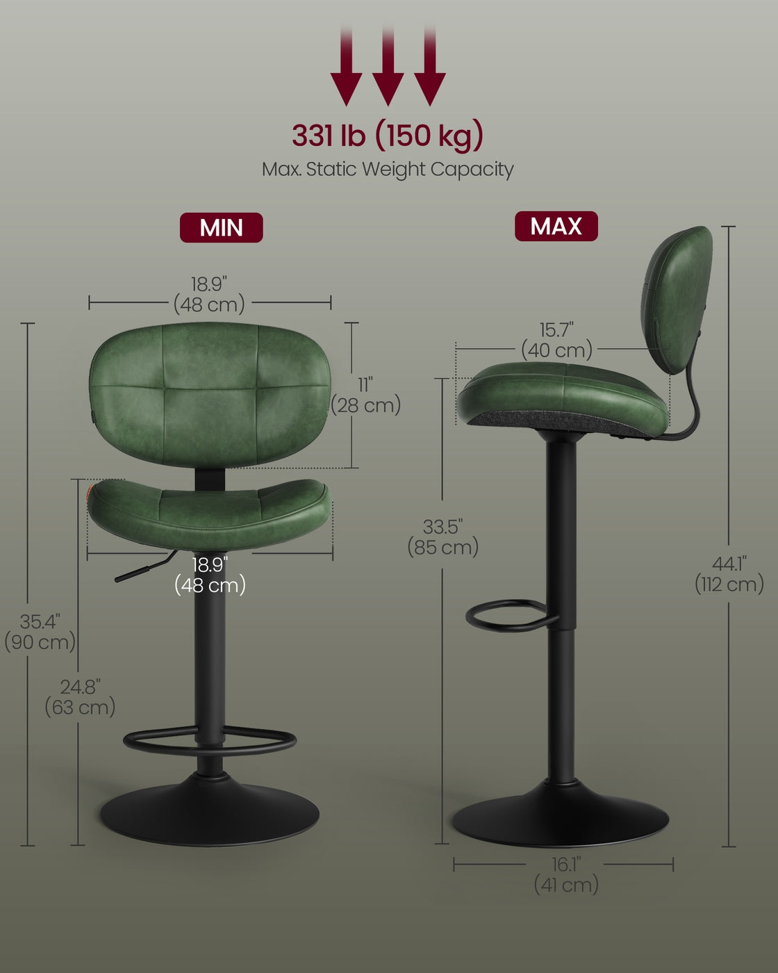PU leather swivel bar stools with back and footrest - image 28