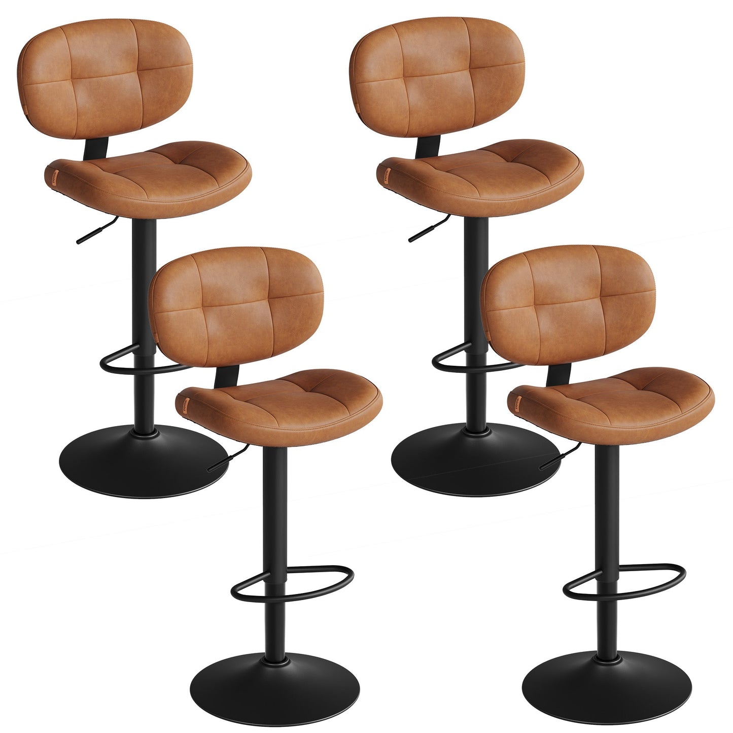 Bar Stools, Height Adjustable Kitchen Barstools, Set of 4, Ink Black - image 11