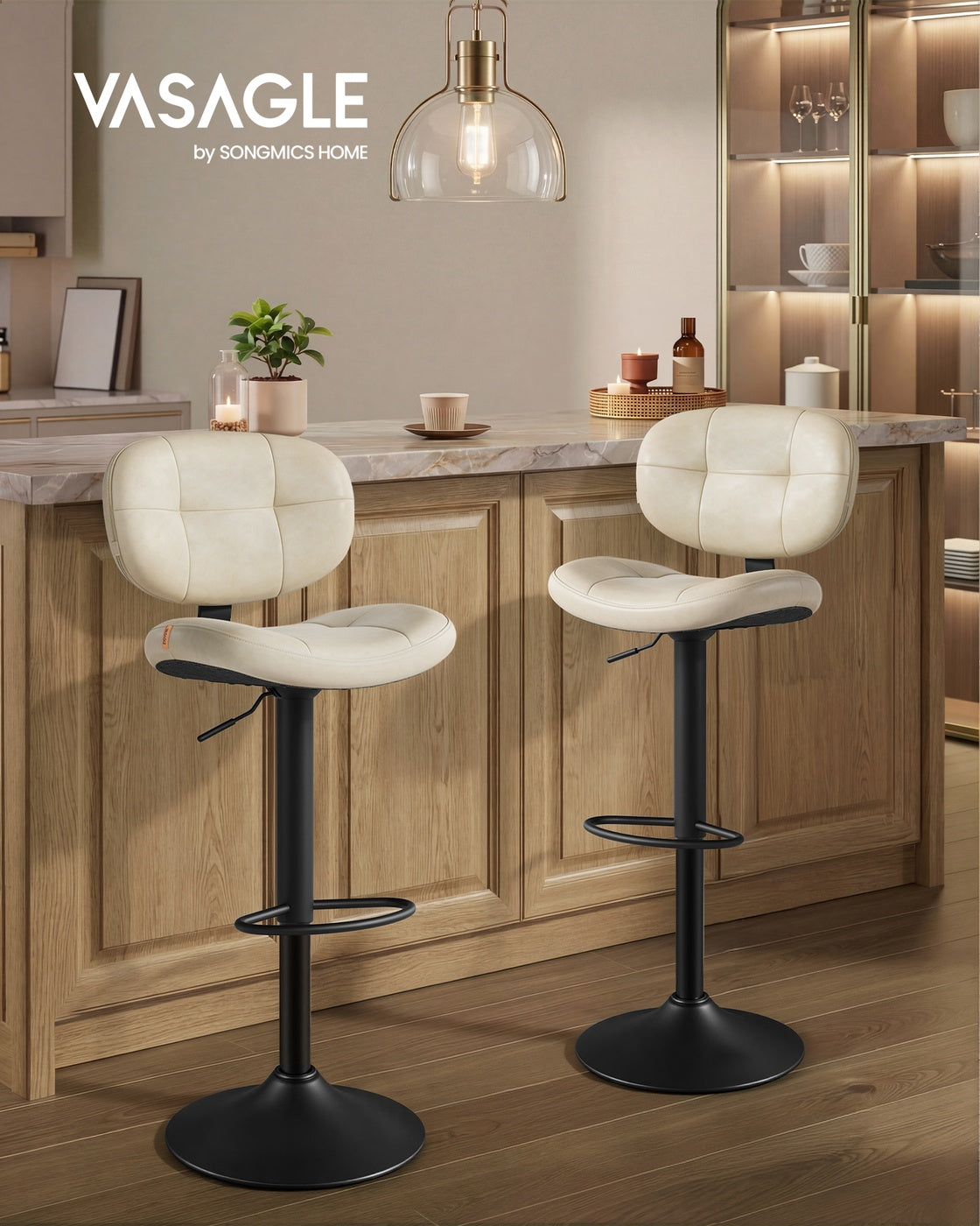 PU leather swivel bar stools with back and footrest - image 16