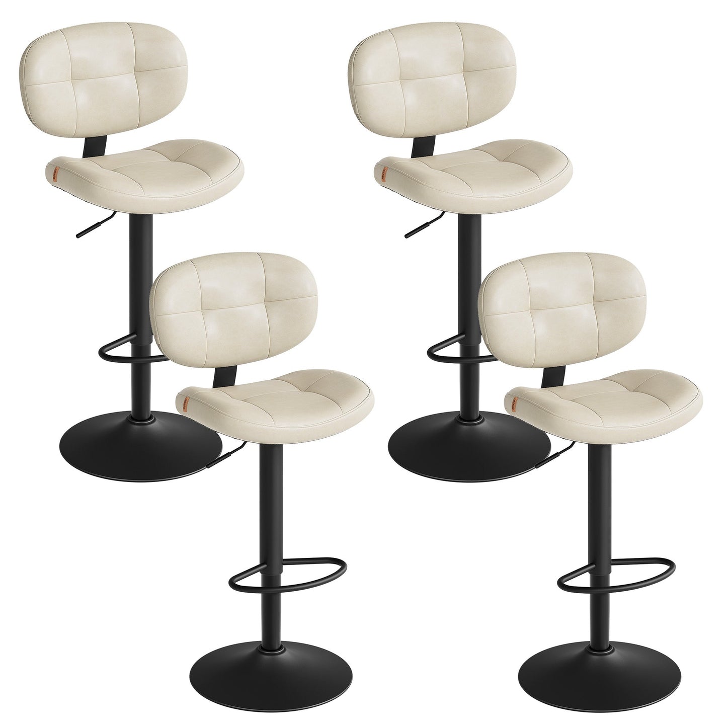 Bar Stools, Height Adjustable Kitchen Barstools, Set of 4, Ink Black - image 12