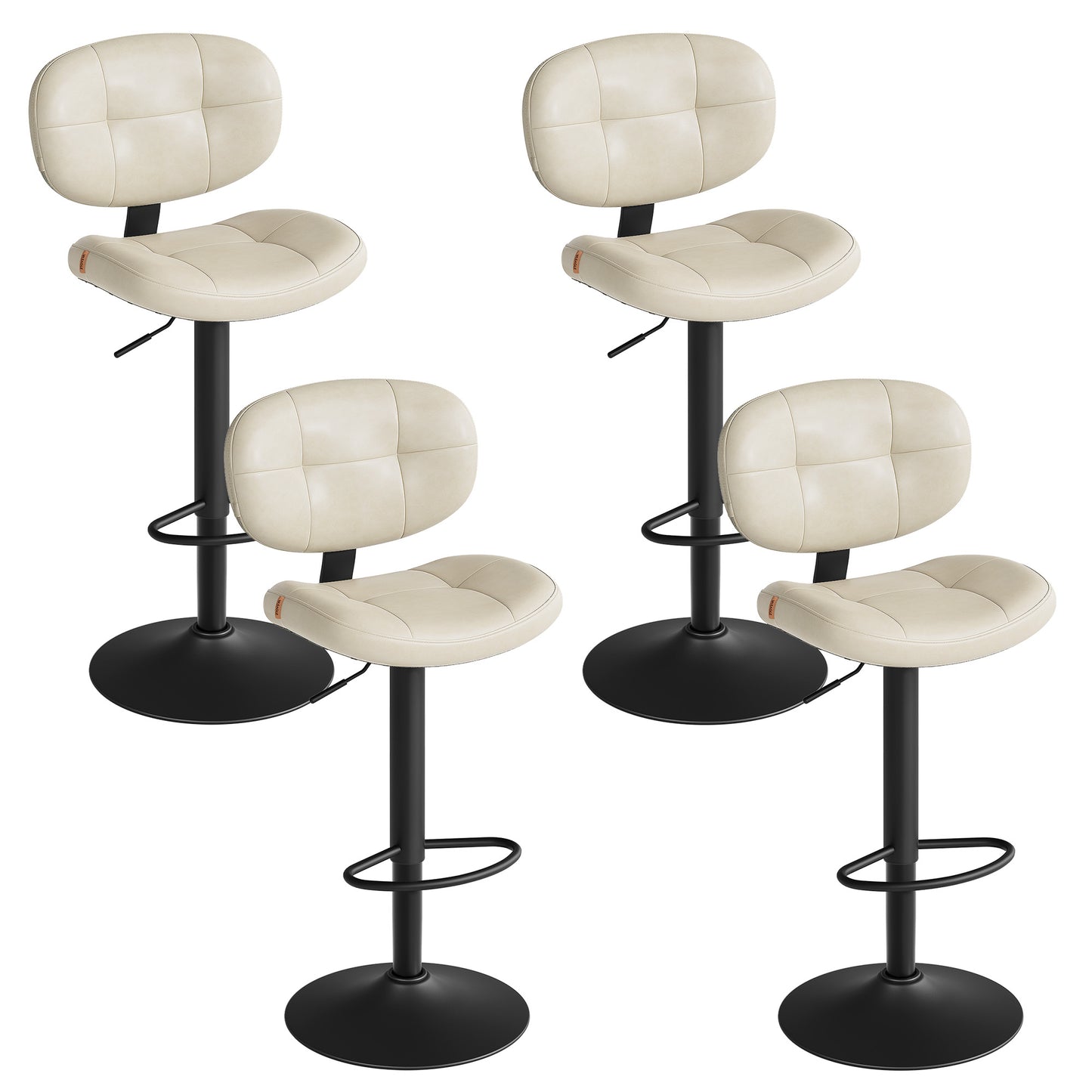 Bar Stools, Height Adjustable Kitchen Barstools, Set of 4, Ink Black - image 6