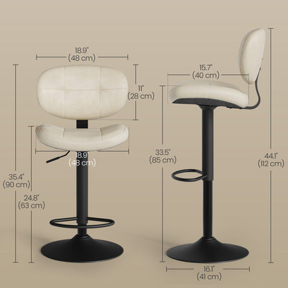 Bar Stools, Height Adjustable Kitchen Barstools, Set of 4, Ink Black - image 7