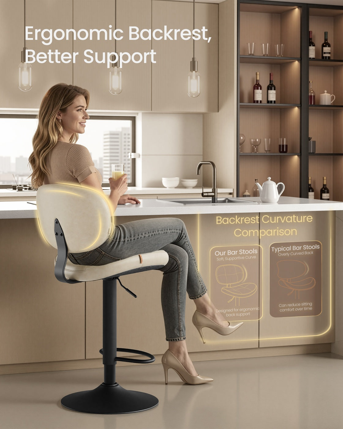 PU leather swivel bar stools with back and footrest - image 18