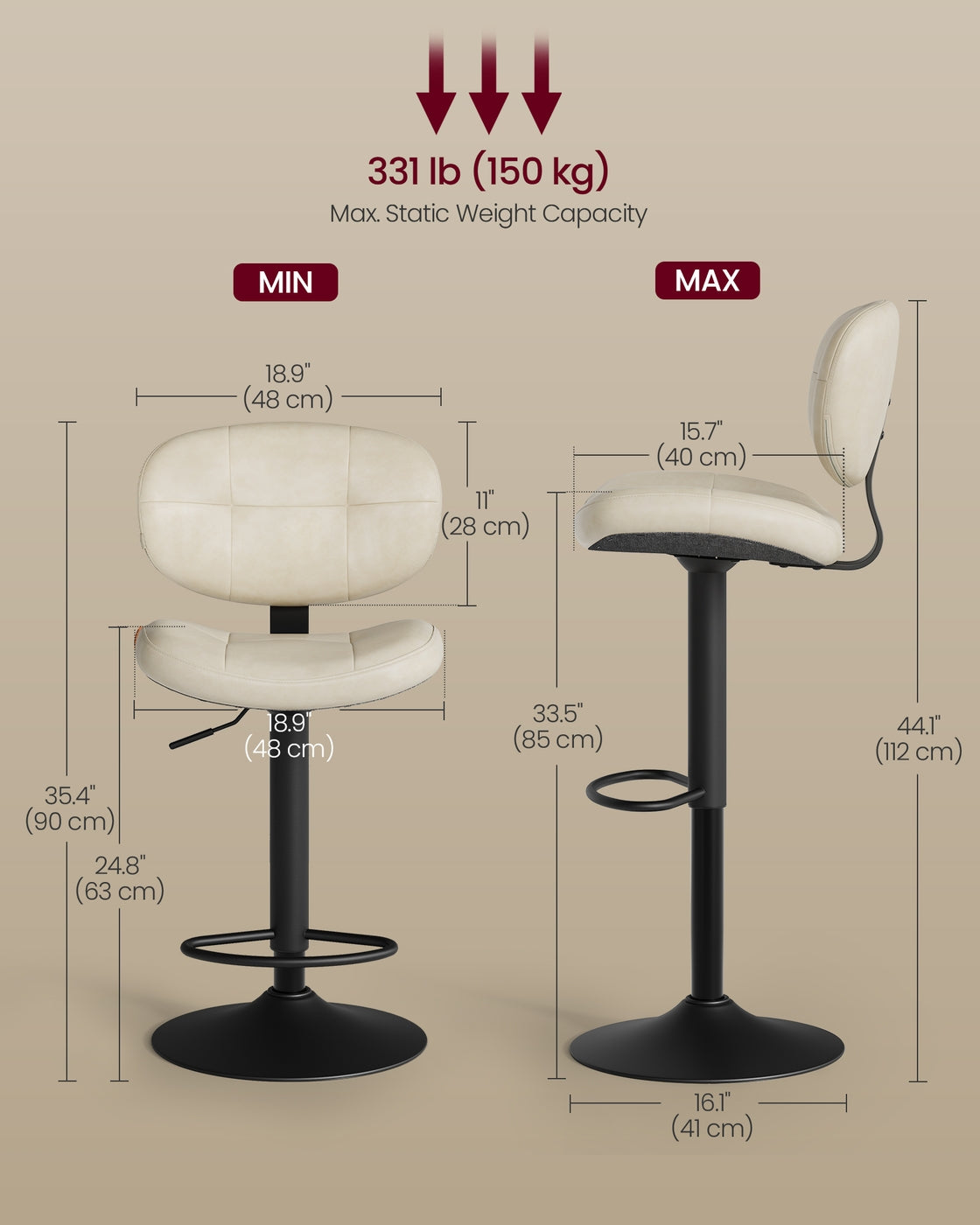 PU leather swivel bar stools with back and footrest - image 21