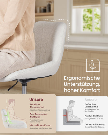 Dressing Table Chair Height Adjustable Bar Stool with Back Cloud White