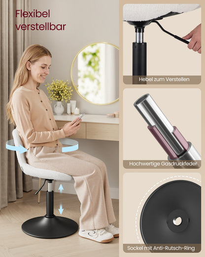Dressing Table Chair Height Adjustable Bar Stool with Back Cloud White