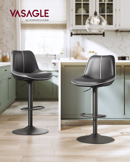 Bar Stools Set of 4, Adjustable Height Swivel Barstools, Caramel Brown