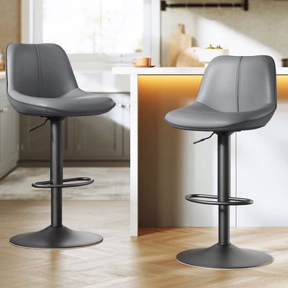 Bar Stools Set of 2, Adjustable Height Swivel Barstools, Ink Black