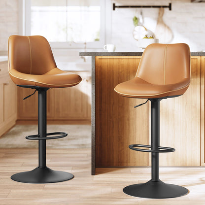 Bar Stools Set of 2, Adjustable Height Swivel Barstools, Ink Black