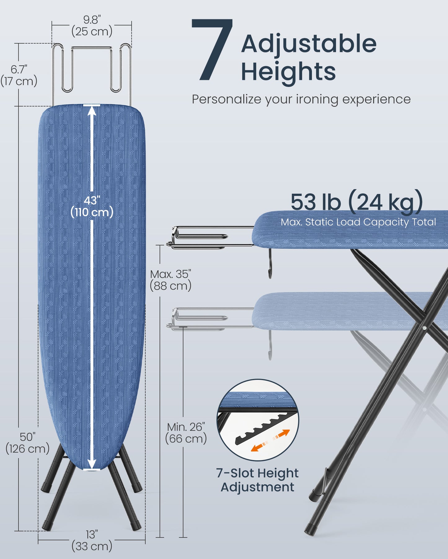 Ironing Board, Foldable Iron Board, Height Adjustable - image 3