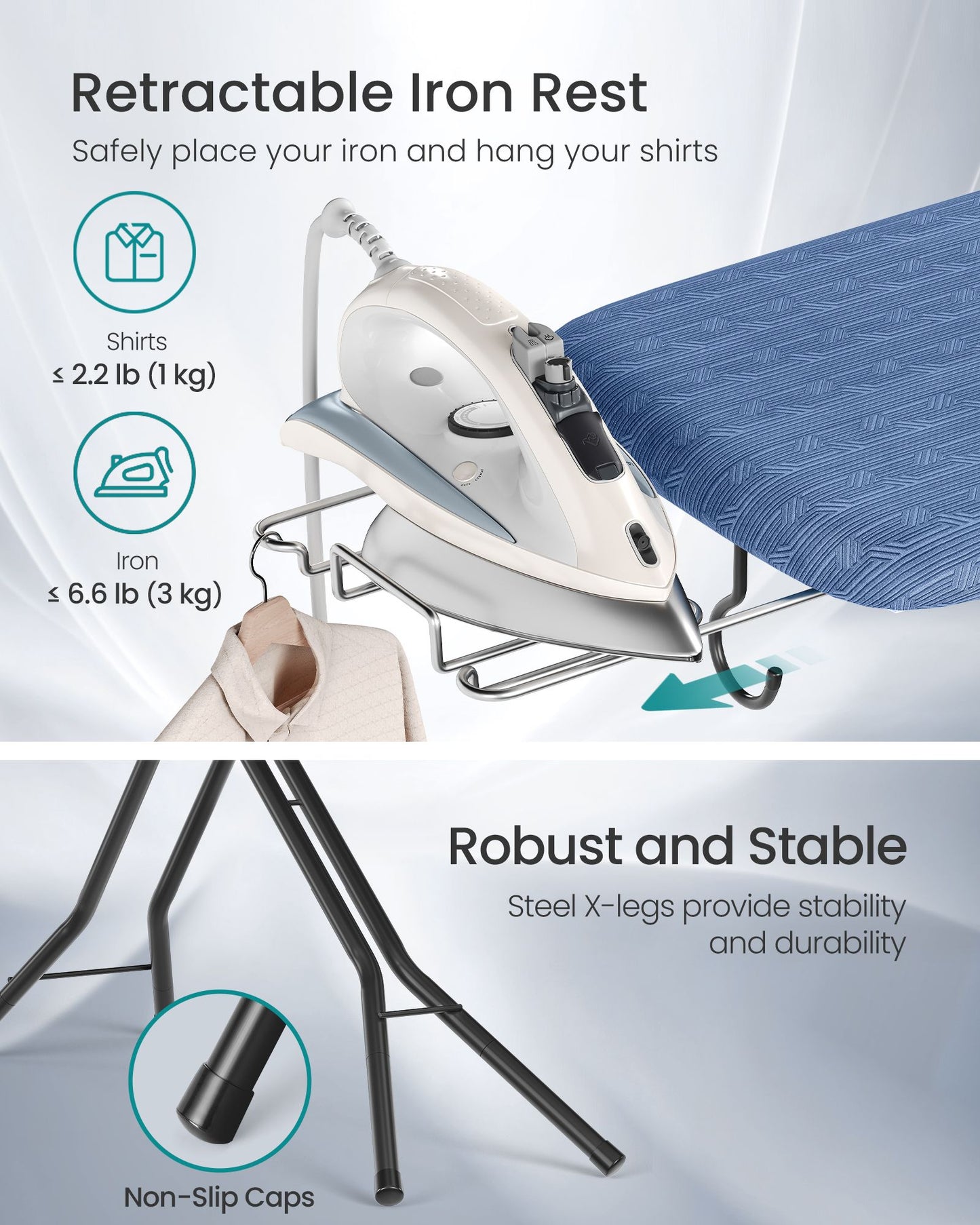 Ironing Board, Foldable Iron Board, Height Adjustable - image 5