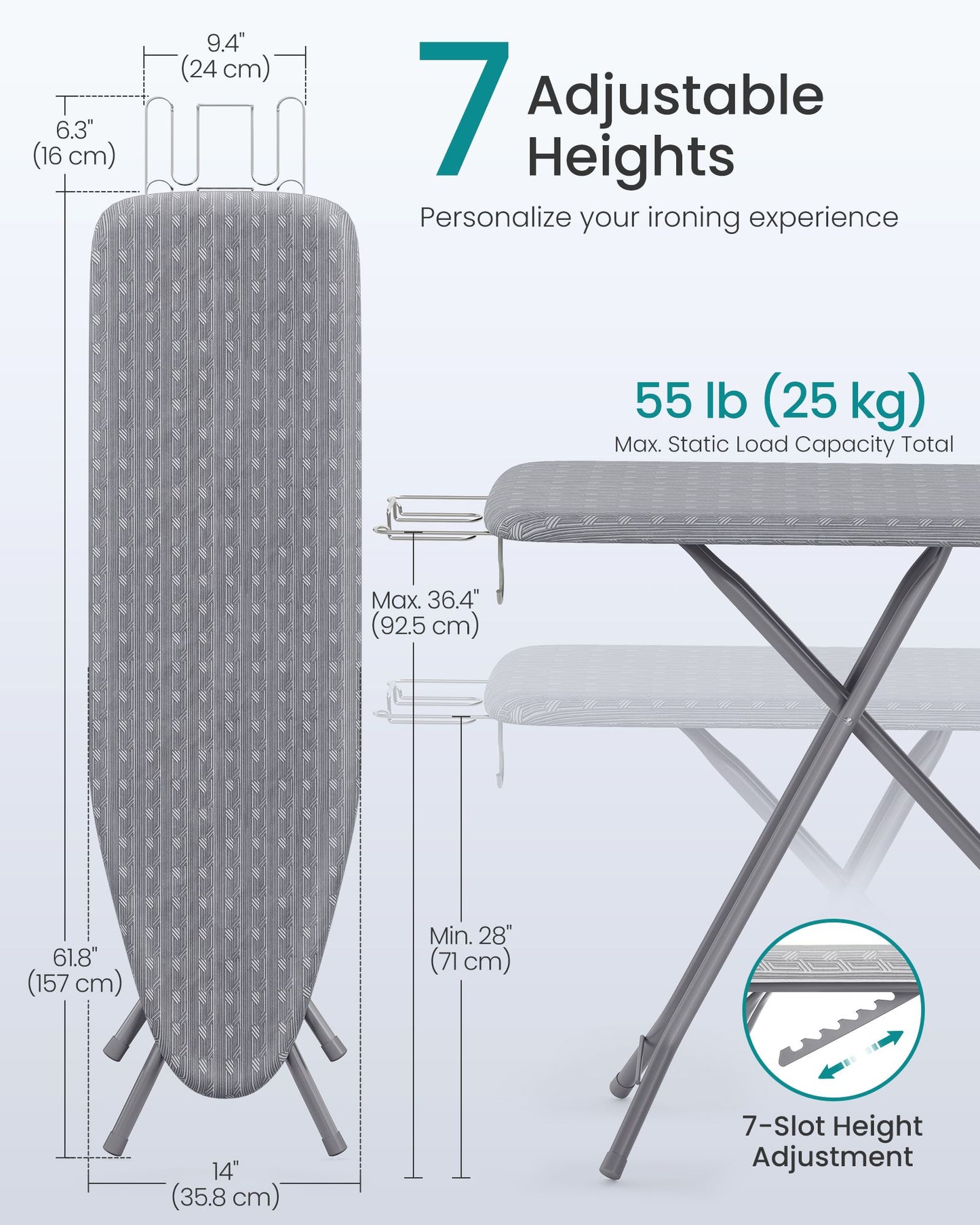 Ironing Board, Foldable Iron Board, Height Adjustable - image 16